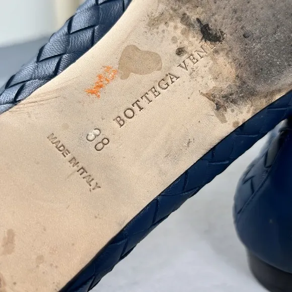 BOTTEGA VENETA INTRECCIATO Woven Midnight Blue Ballet Flats Shoes