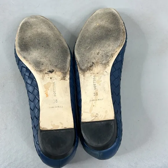 BOTTEGA VENETA INTRECCIATO Woven Midnight Blue Ballet Flats Shoes