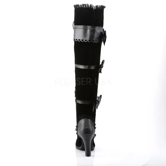 Bow Platform Heel Over Knee High Boots