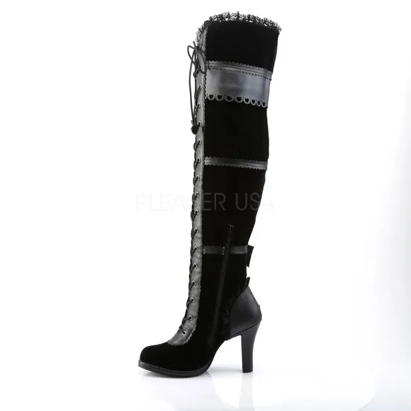 Bow Platform Heel Over Knee High Boots