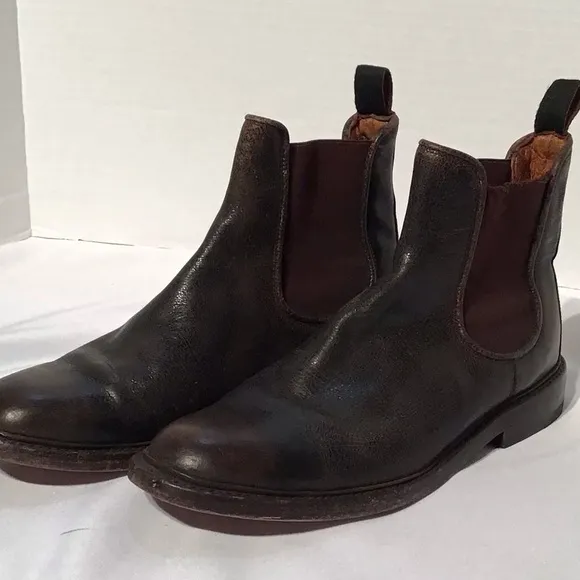 Bowery Chelsea Boot by The Frye Company Stonewashed Leather slip on Brown Sz 8D