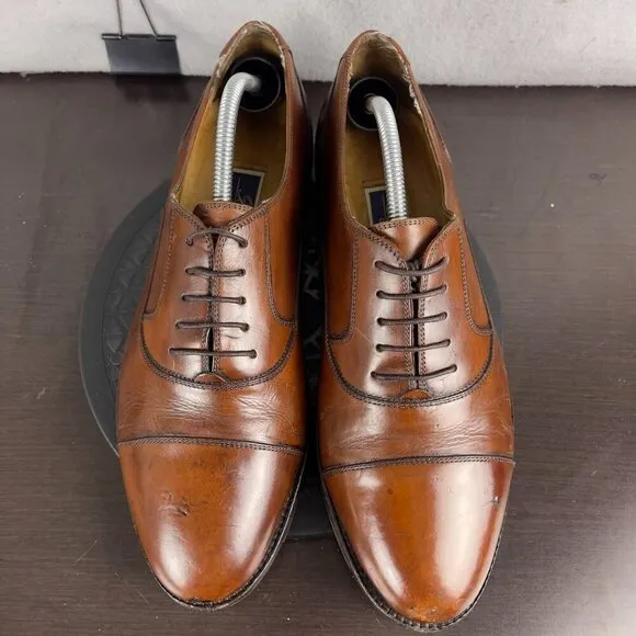 Bragano by Cole Haan Cap Toe Oxford Dress Shoes Brown Leather ITALY Size 11