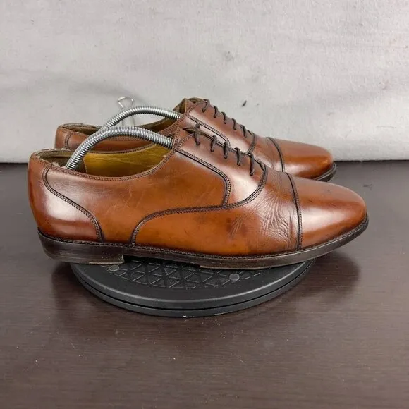 Bragano by Cole Haan Cap Toe Oxford Dress Shoes Brown Leather ITALY Size 11