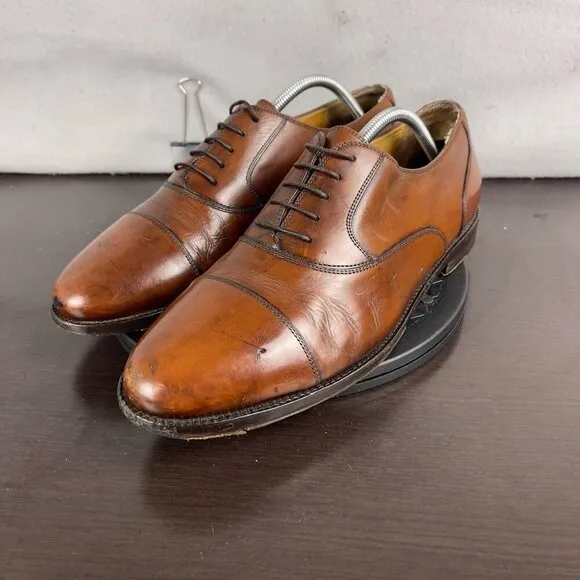 Bragano by Cole Haan Cap Toe Oxford Dress Shoes Brown Leather ITALY Size 11