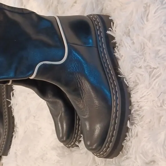 BRAND NEW Antonio Melani x Courtney Grow Black &amp; Cream Knee High Leather Boots