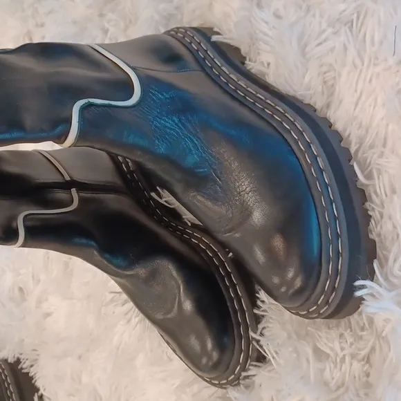 BRAND NEW Antonio Melani x Courtney Grow Black &amp; Cream Knee High Leather Boots