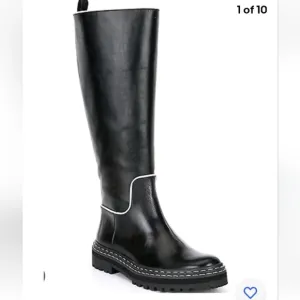 BRAND NEW Antonio Melani x Courtney Grow Black &amp; Cream Knee High Leather Boots