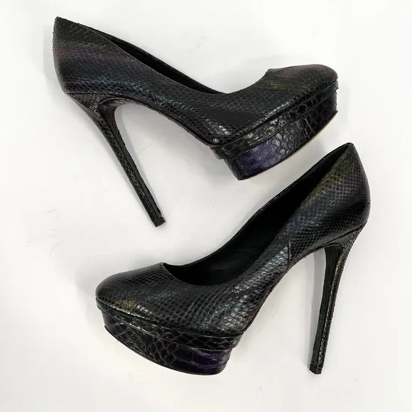 BRIAN ATWOOD Shoes Womens 9.5 Iridescent Ferguson Metallic Snake Platform Pump