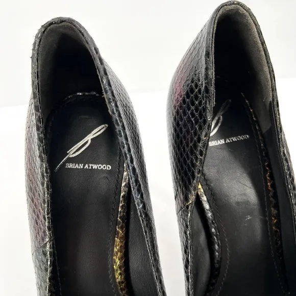 BRIAN ATWOOD Shoes Womens 9.5 Iridescent Ferguson Metallic Snake Platform Pump