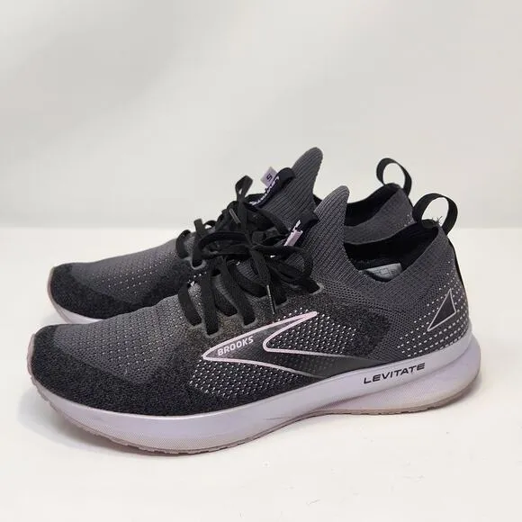 Brooks Women Levitate 5 Stealthfit Running Shoes Sneakers Size 9 M Gray Purple