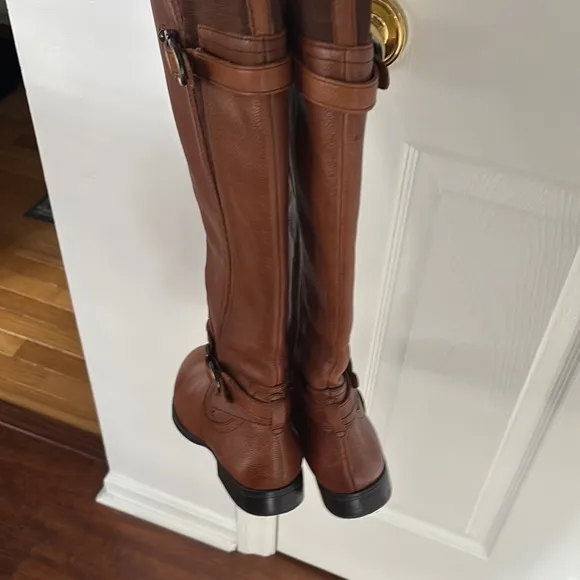 Brown Leather Knee-High Boots naturalizer brand wide calf 8 1/2