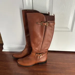 Brown Leather Knee-High Boots naturalizer brand wide calf 8 1/2