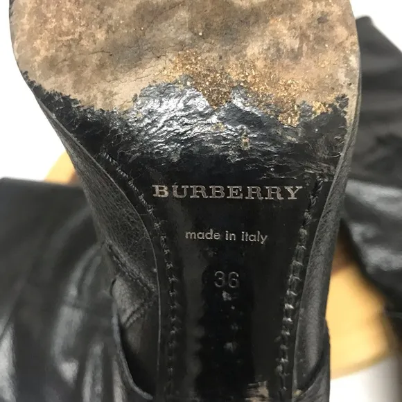 Burberry Leather Heeled Knee High Boots