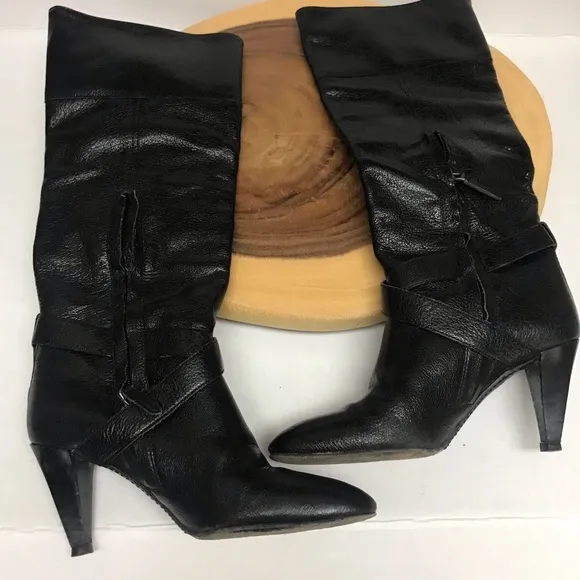 Burberry Leather Heeled Knee High Boots