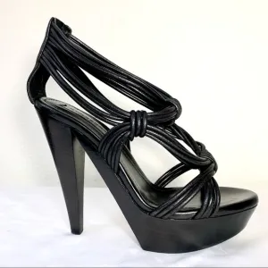Burberry Prorsum leather knotted platform sandal black