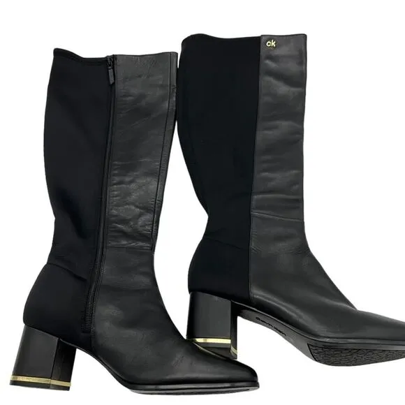 CALVIN KLEIN FREEDA KNEE HIGH BOOTS 9.5 WIDE CALF