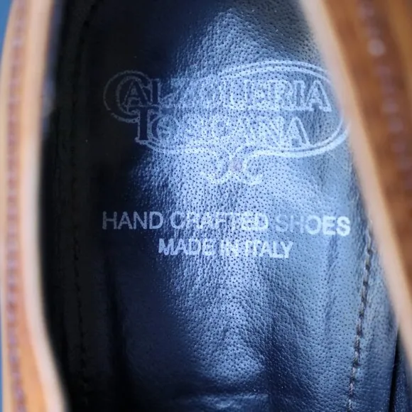 Calzoleria Toscana 10.5 Brown Cognac Wingtip Oxford Mens Dress Shoes