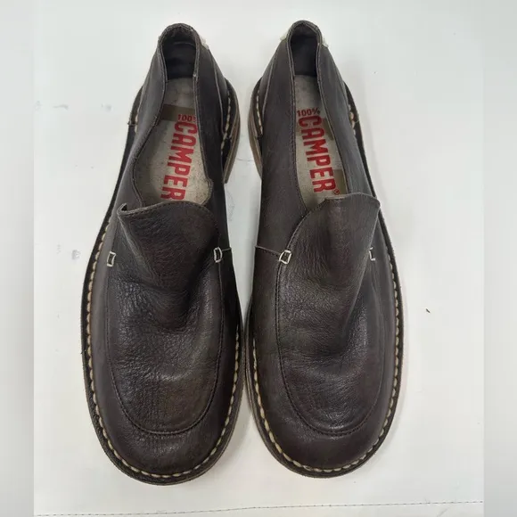 Camper 17158 Dark Brown Slip on Leather loafer's shoes Men's 40