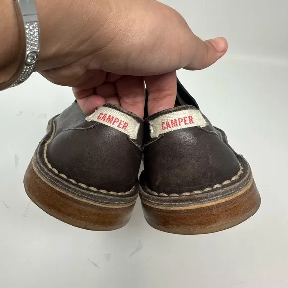 Camper 17158 Dark Brown Slip on Leather loafer's shoes Men's 40