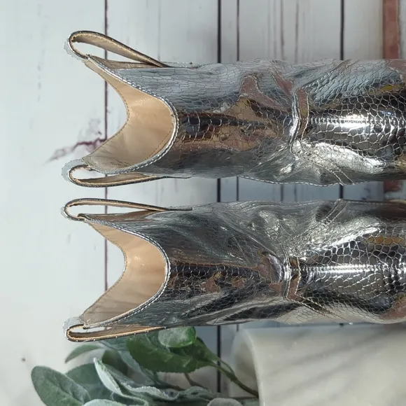 Cape Robbin Metallic Silver Fever Croc Short Cowboy Western Boots Womens 6.5