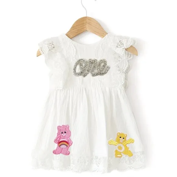 Care Bears Dress First Birthday Outfit Clothes Smash Cake Funshine Sheer Wish