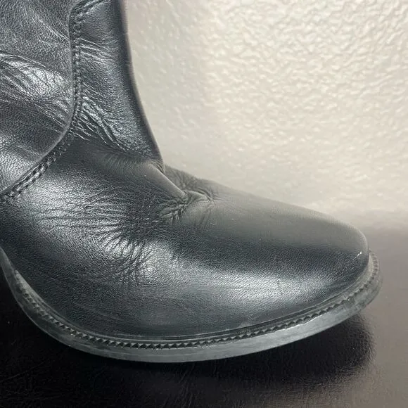 Carmen Steffens Tall Pointy Black Heeled Boots Leather Knee High Women’s Size: 6