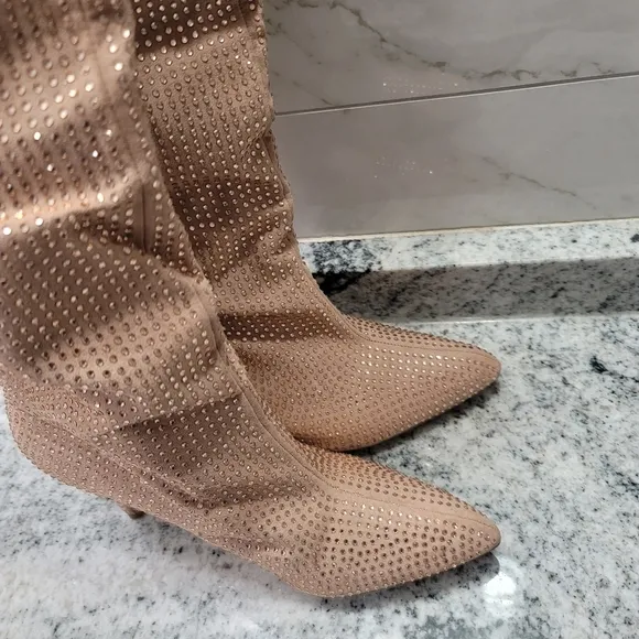 Carvela   Light Pastel Shine Embellished Over-the-Knee Boots