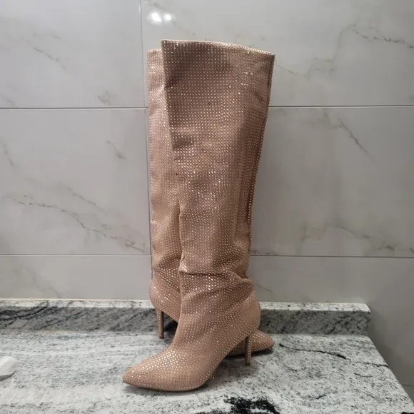 Carvela   Light Pastel Shine Embellished Over-the-Knee Boots