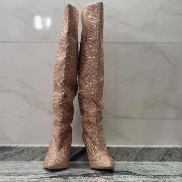 Carvela   Light Pastel Shine Embellished Over-the-Knee Boots
