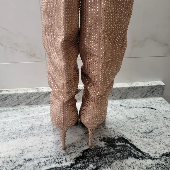 Carvela   Light Pastel Shine Embellished Over-the-Knee Boots