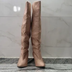 Carvela   Light Pastel Shine Embellished Over-the-Knee Boots