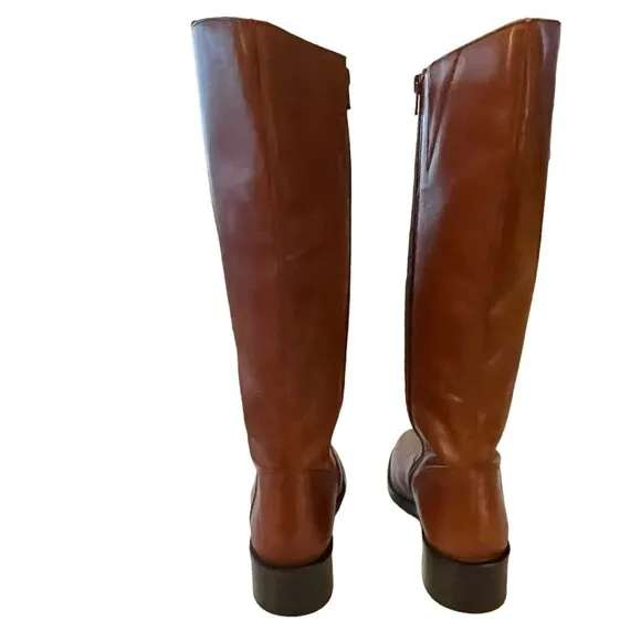 Catherine Malandrino Chestnut Brown Leather Knee High Boots Sz 7.5 NEW