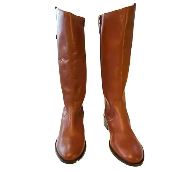 Catherine Malandrino Chestnut Brown Leather Knee High Boots Sz 7.5 NEW