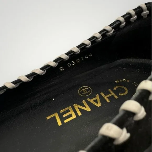Chanel Suede Leather Whipstitch Ballet Flats 38