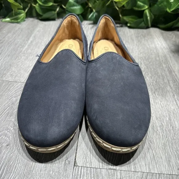 Charix Blue Suede Leather Ballet Flat Shoes Slip-On Women's Size EU 40 US 9