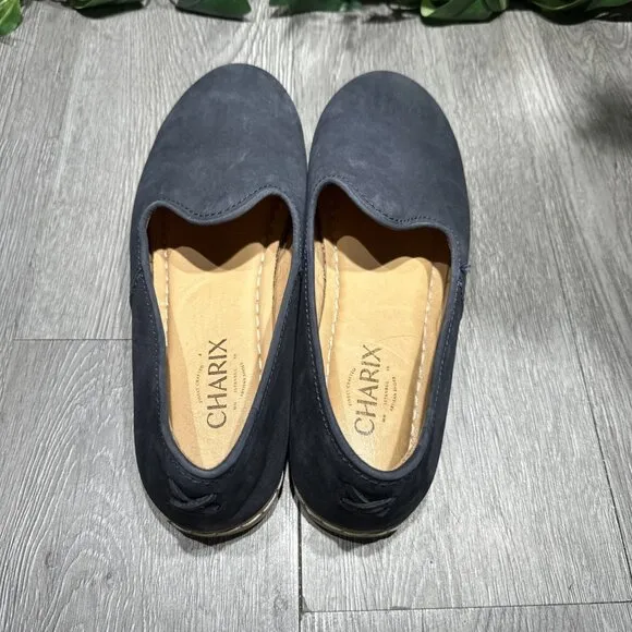 Charix Blue Suede Leather Ballet Flat Shoes Slip-On Women's Size EU 40 US 9