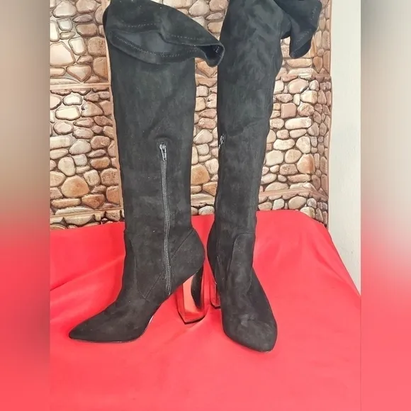 Charlotte Russe Over The Knee Black High Heel Boots Women's Size 10