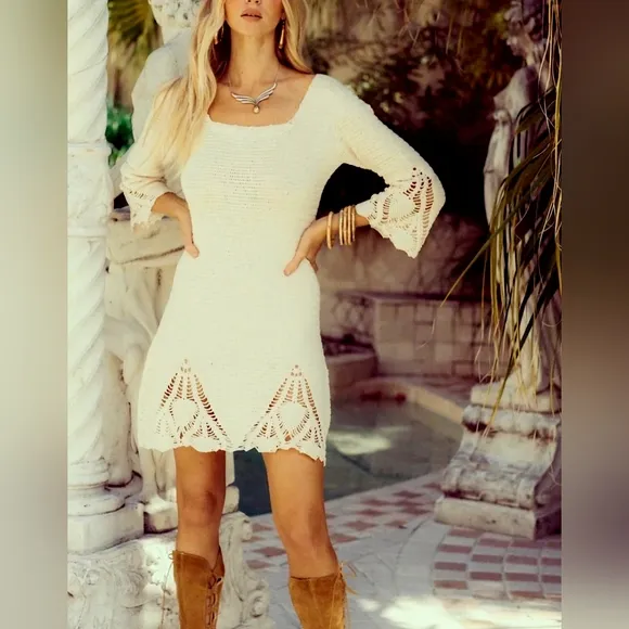 Chasing Unicorns Steal Me A Dream Crochet Mini Dress
