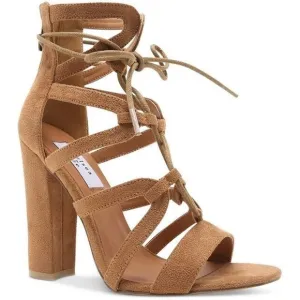 Chelsea &amp; Zoe Womens Size 9 Elyse Brown Suede Lace-up Gladiator Dress Sandals