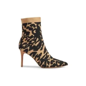 Chic Louise et Cie Leopard Print Knit Sock Booties Size 8/39