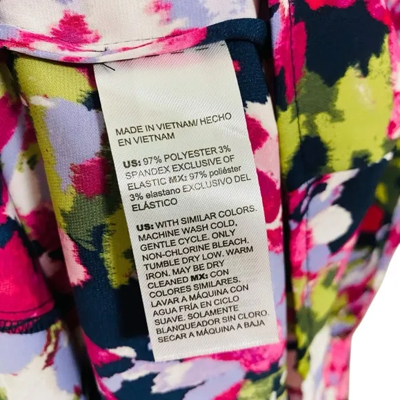 Chico’s NEW Pink Colorful Floral Maxi Hidden Button Down Belted Shirt Dress Sz 8