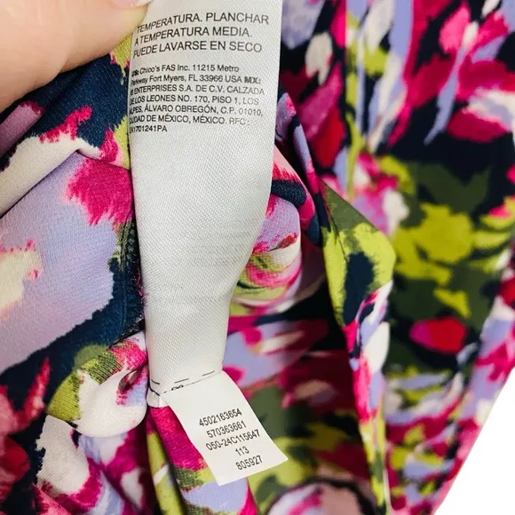 Chico’s NEW Pink Colorful Floral Maxi Hidden Button Down Belted Shirt Dress Sz 8