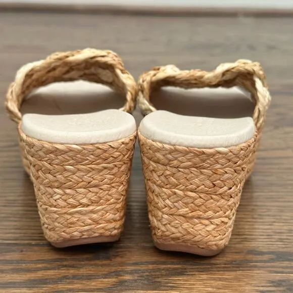 Chocolat Blu Women's Yunis Raffia Upper Wedge Slide Shoes Size 6