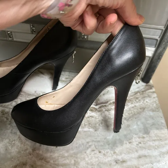 Christian Louboutin, Bianca Zip Pump Black Leather Platform Size 41.