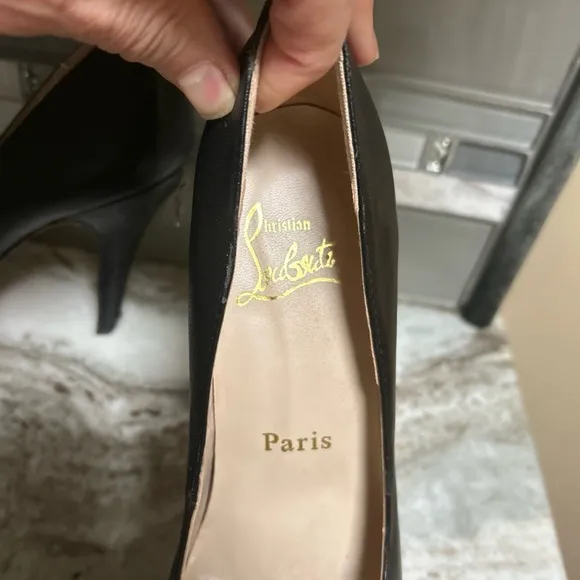Christian Louboutin, Bianca Zip Pump Black Leather Platform Size 41.