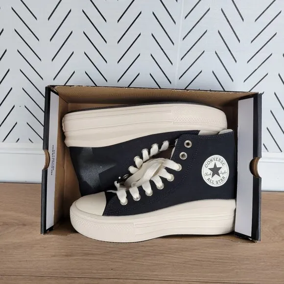 ⭐Chuck Taylor All Star Move Platform Shoes 7.5 Large Star Black Canvas A09899C⭐