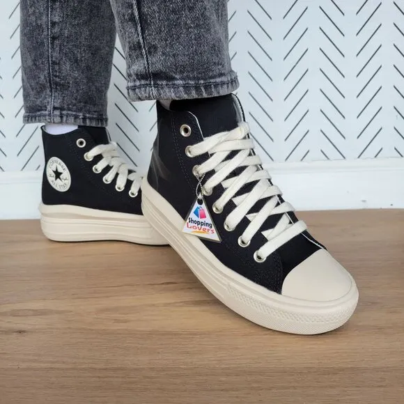 ⭐Chuck Taylor All Star Move Platform Shoes 7.5 Large Star Black Canvas A09899C⭐