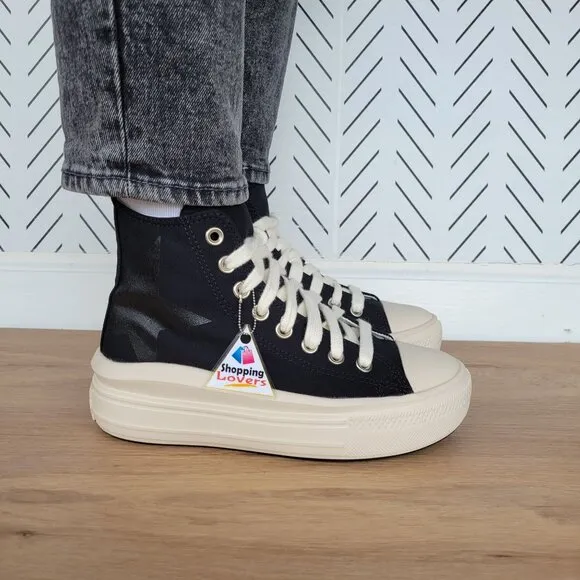 ⭐Chuck Taylor All Star Move Platform Shoes 7.5 Large Star Black Canvas A09899C⭐