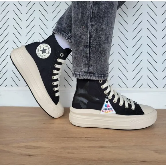 ⭐Chuck Taylor All Star Move Platform Shoes 7.5 Large Star Black Canvas A09899C⭐