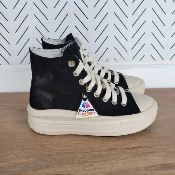 ⭐Chuck Taylor All Star Move Platform Shoes 7.5 Large Star Black Canvas A09899C⭐